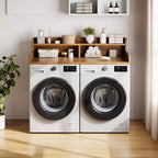 Plan de travail à 2 niveaux pour lave-linge et sèche-linge avec étagère ou tiroirs, couvre-plan de buanderie avec tapis antidérapant, dessus de 54X27.5 pour plier le linge