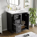 30 Einzelwaschbecken-Badezimmerwaschtisch mit Unterschrank und 3 Schubladen - Schwarz / Blau / Grün / Indigo / Weiß
