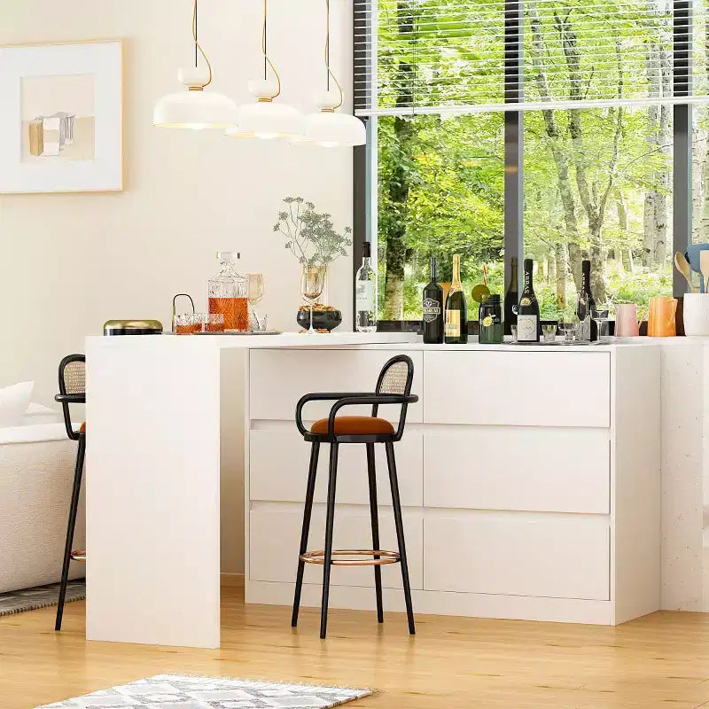 Buffet bahut intelligent pivotant/extensible avec 6 tiroirs, plateau extensible, tapis antidérapant, table à manger pivotante, garde-manger îlot de cuisine
