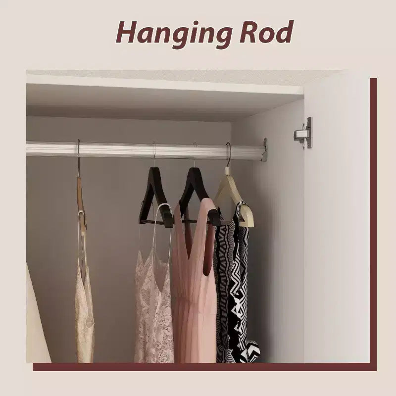 Armoire Hitow avec 2 grands tiroirs, espace central pour vêtements suspendus et miroir, style minimaliste