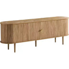 AMERLIFE tv-meubel voor 70-inch tv met poten van massief hout, moderne tv-console in mid-century-stijl met tambourdeur