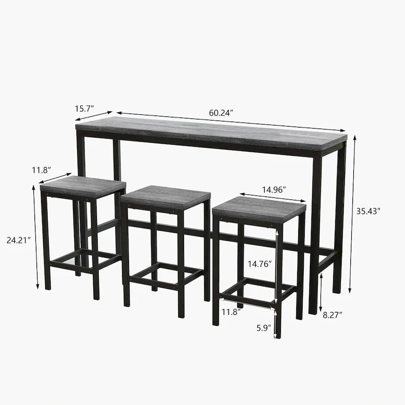 Ensemble de table de bar avec 3 tabourets