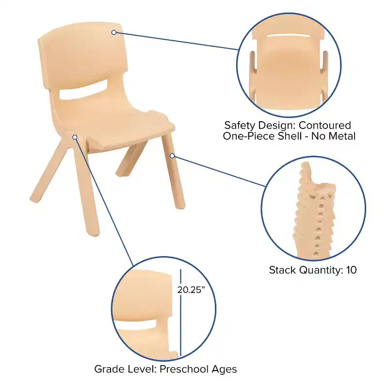 Ensemble table d’activités rectangulaire réglable en hauteur en plastique Emma and Oliver, 23,625 l x 47,25 L, avec 6 chaises