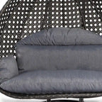 LeisureMod 2 Person Hanging Egg Chair with Stand - Outdoor/Indoor Rattan Wicker Patio Swing Hammock Lounger with Cushions