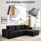 Canapé moderne 108, canapé 3 places rembourré en L avec coussins, assise profonde, aucun assemblage requis