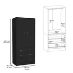 Moderner zweitüriger Kleiderschrank mit 3 Schubladen und 1 Kleiderstange fürs Schlafzimmer