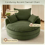 360 Swivel Accent Chair, Barrel Chair Swivel Round Sofa Chair with Cushion for Living Room