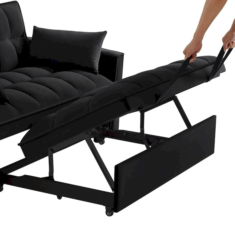 Loveseat-Schlafsofa 4-in-1 mit Armlehnen und Aufbewahrungstaschen, multifunktionales getuftetes Ausziehsofa mit verstellbarer Rückenlehne