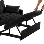 Loveseat-Schlafsofa 4-in-1 mit Armlehnen und Aufbewahrungstaschen, multifunktionales getuftetes Ausziehsofa mit verstellbarer Rückenlehne