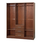 Palace Imports Cosmo kledingkast met 3 deuren, 100% massief hout, met deuren van massief hout of spiegelglas