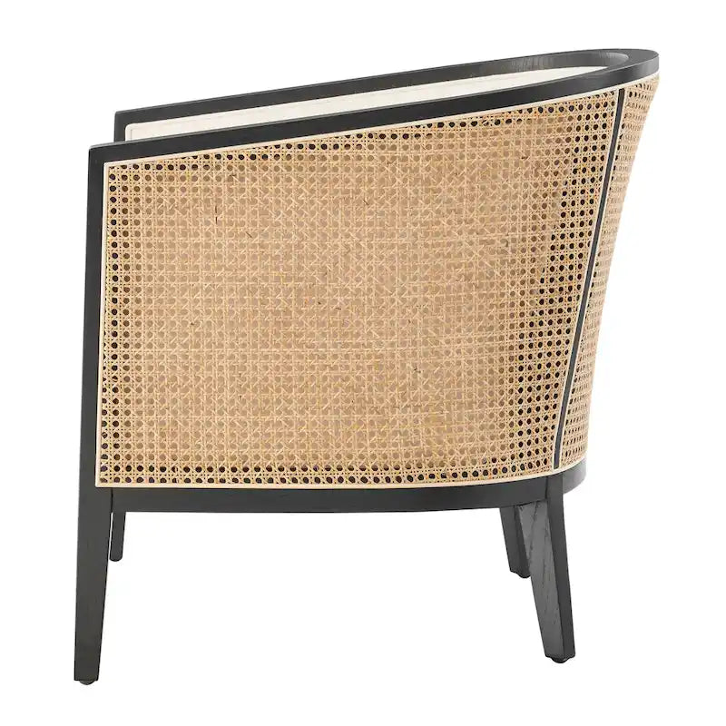 Tillman Akzentstuhl aus Leinen mit Rattan