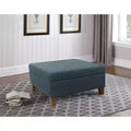 32" Luxury Square Storage Ottoman Textured Navy - HomePop: Hinged Lid, Wood Legs, Easy Assembly