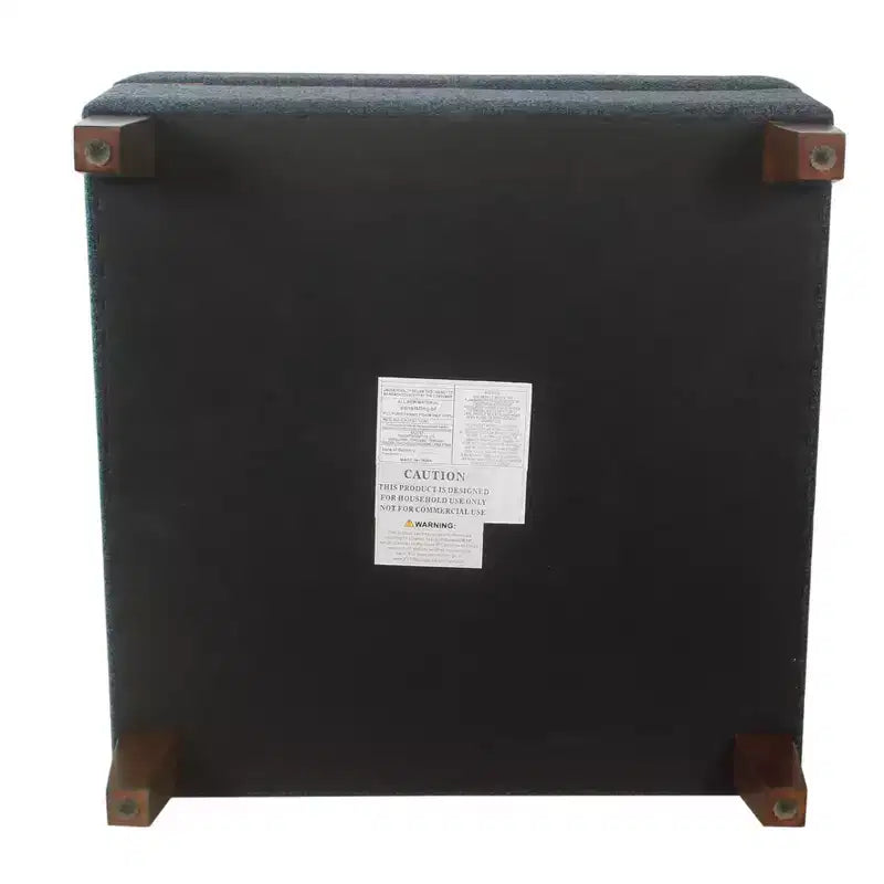 32" Square Storage Ottoman with Hinged Lid, Textured Navy Fabric & Wood Legs