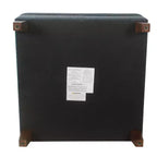 32" Square Storage Ottoman with Hinged Lid, Textured Navy Fabric & Wood Legs