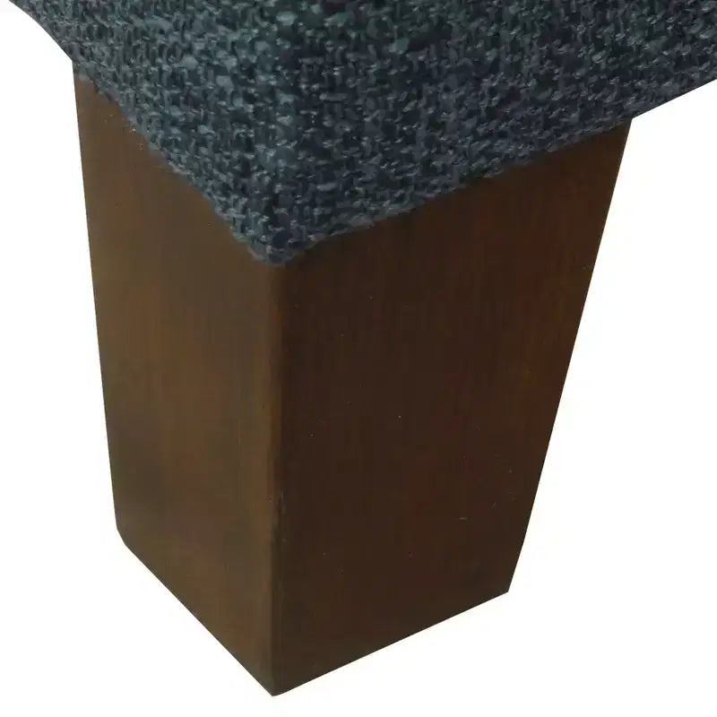 32" Square Storage Ottoman with Hinged Lid, Textured Navy Fabric & Wood Legs