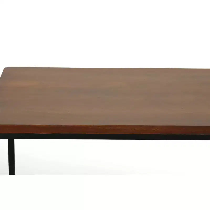 Flynn Chestnut & Black Desk with Metal Frame, Wood Surface & Open Storage Shelf