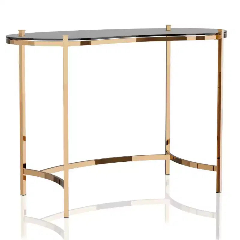 Burwick Writing Desk with Glass Top Gold - miBasics: Steel Frame, 30.75" Height, 44" Width