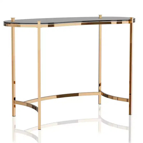Burwick Writing Desk with Glass Top Gold - miBasics: Steel Frame, 30.75" Height, 44" Width
