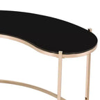 44" Gold Writing Desk with Tempered Glass Top & Steel Frame, Modern Home Office Desk