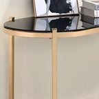 44" Gold Writing Desk with Tempered Glass Top & Steel Frame, Modern Home Office Desk
