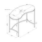 44" Gold Writing Desk with Tempered Glass Top & Steel Frame, Modern Home Office Desk