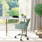 40" Home Office Computer Desk, Faux Marble Top, Brass Metal Legs, Veneer Surface