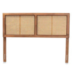 Full Gilbert Wood & Synthetic Rattan Headboard, Ash Walnut, Bed Frame Mounted, 50" H