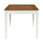 6-delige houten eetkamerset met 4 stoelen en bank, tafel met lade