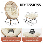 Fauteuil œuf d’intérieur FINCATI, fauteuil œuf d’extérieur supportant 440 lbs, fauteuil œuf surdimensionné avec pouf, fauteuil œuf luxueux et confortable avec repose-pieds