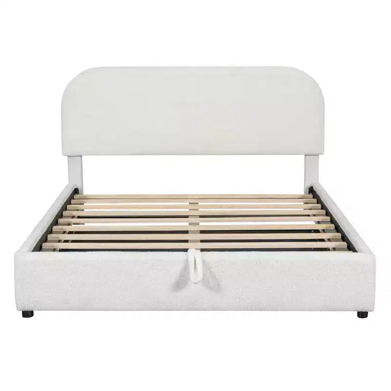 Lit rembourré queen size avec rangement relevable - blanc