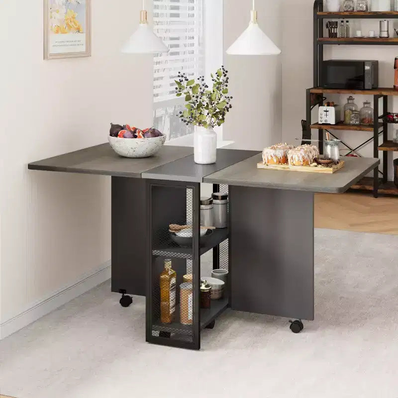 Table à manger pliante pour la cuisine, table à manger peu encombrante, table de cuisine extensible à abattants avec 6 roulettes pour petits espaces