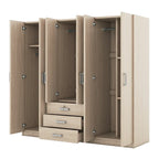 Armoire de rangement en bois à 6 portes avec 3 grands tiroirs pour chambre