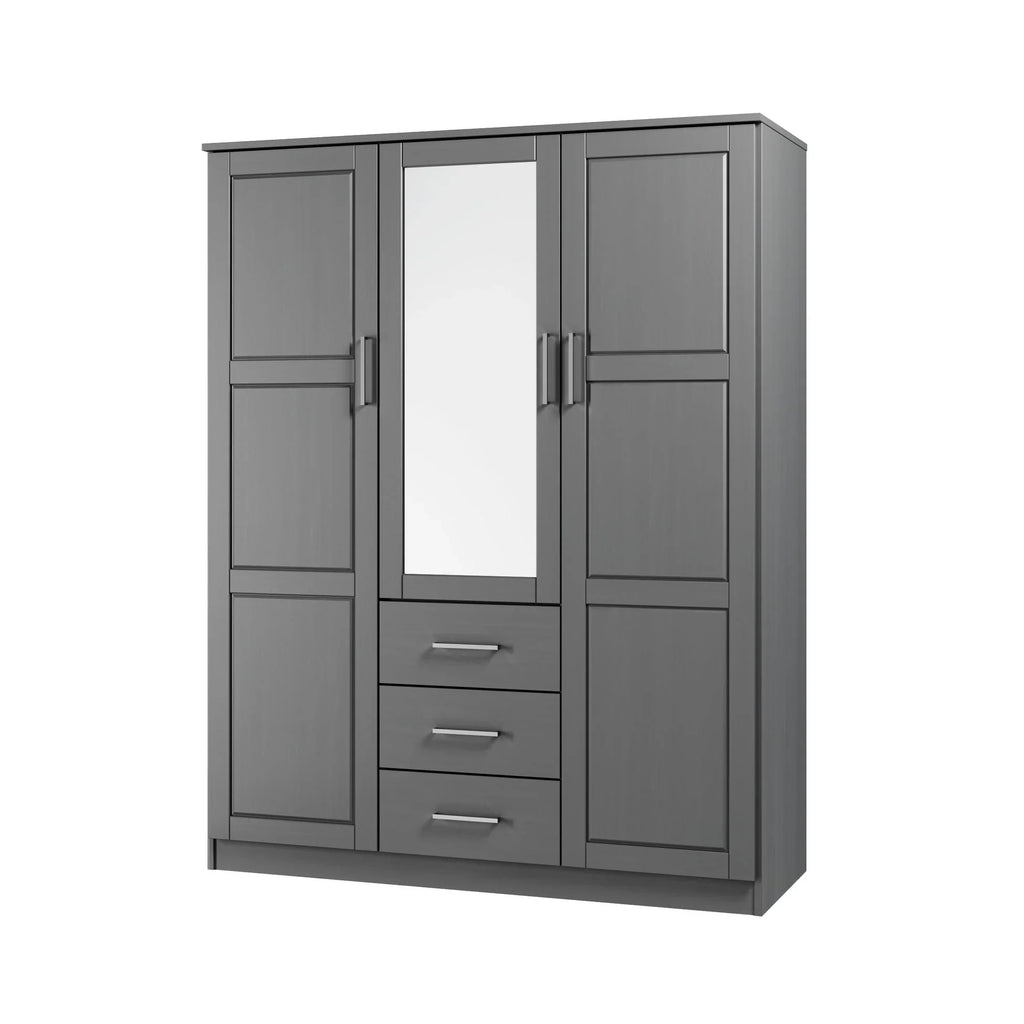 Palace Imports Cosmo kledingkast met 3 deuren, 100% massief hout, met deuren van massief hout of spiegelglas