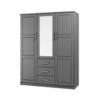 Palace Imports Cosmo kledingkast met 3 deuren, 100% massief hout, met deuren van massief hout of spiegelglas