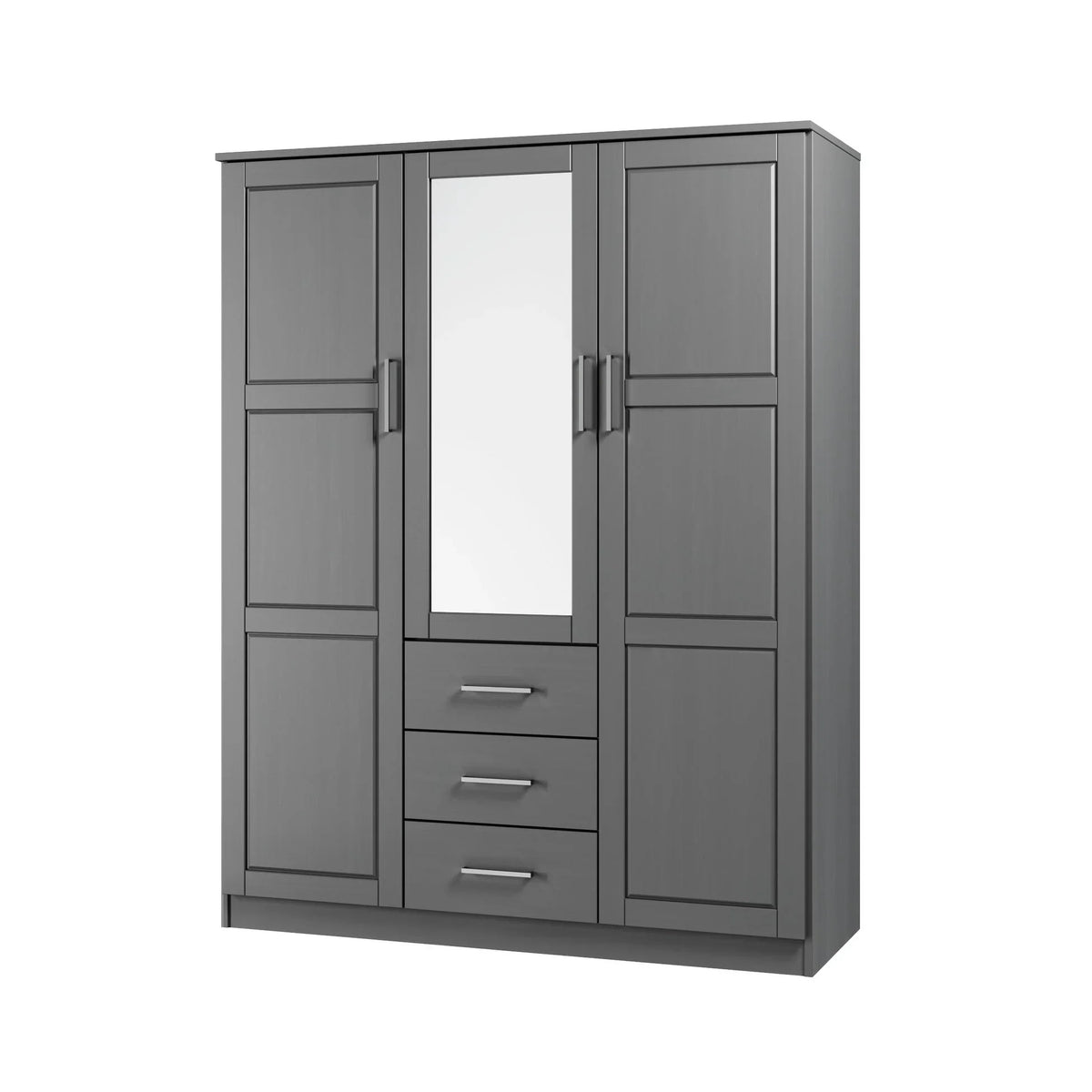 Palace Imports Cosmo kledingkast met 3 deuren, 100% massief hout, met deuren van massief hout of spiegelglas