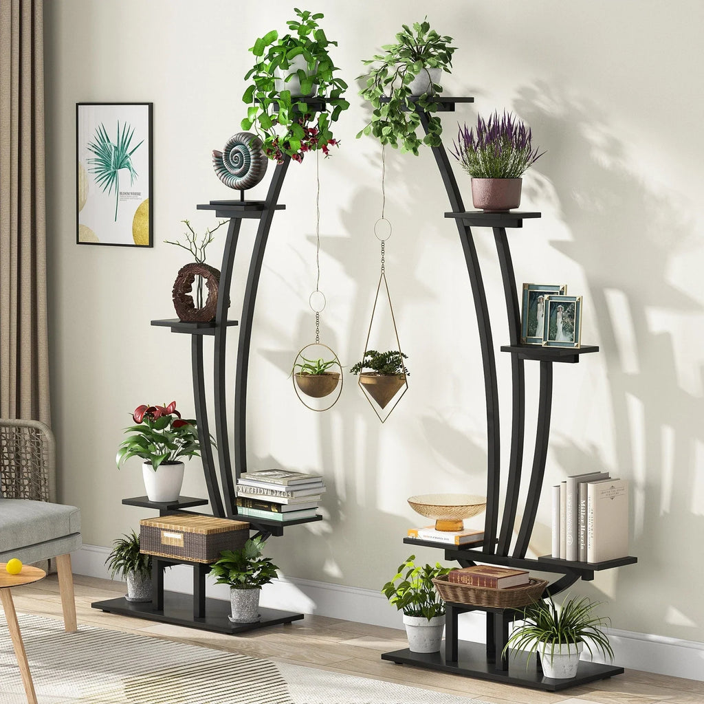 Support pour plantes d’intérieur, présentoir à fleurs à 6 niveaux pour la maison et le jardin – lot de 2