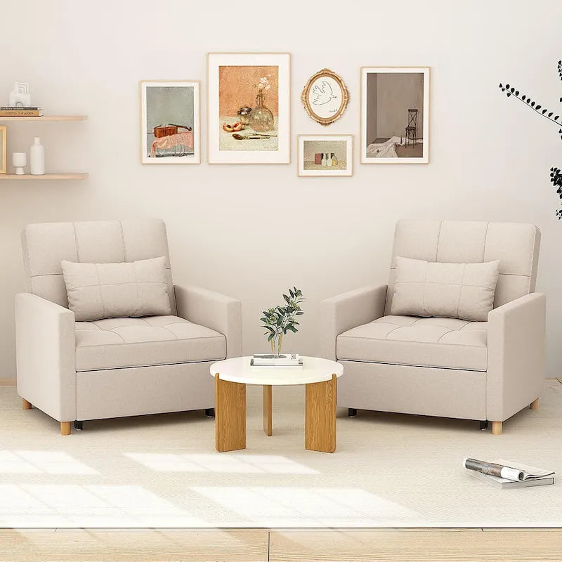 AECOJOY 3-in-1-Schlafsofa-Sessel mit Kissen und verstellbarer Rückenlehne
