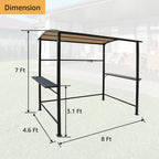 Buitenpaviljoen met grilloverkapping van 5 ft x 8 ft, stalen frame, barbecuebeschutting