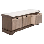 SAFAVIEH Fiorello 3-Drawer with Cushion Storage Bench - 47.3 W x 15 L x 19 H - 47Wx15Dx19H