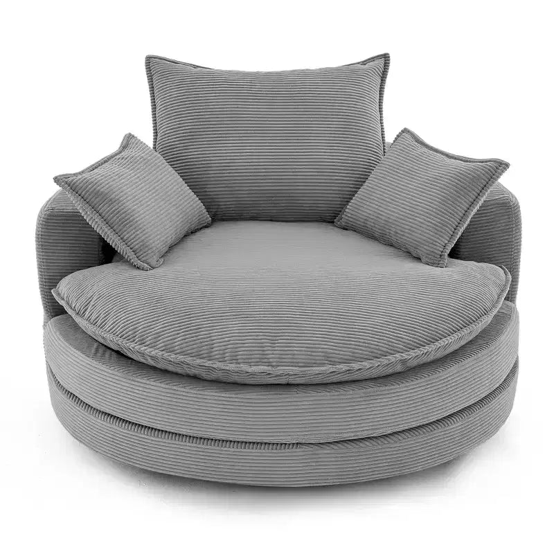 360 Swivel Accent Chair, Barrel Chair Swivel Round Sofa Chair with Cushion for Living Room