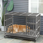 Cage pour chien BOSSIN robuste et indestructible de 48/38 po, chenil anti-fugue avec roulettes verrouillables