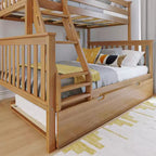 Max & Lily Etagenbett aus Massivholz, Einzelbett über Doppelbett mit ausziehbarem Stauraumbett und Leiter für Kinder