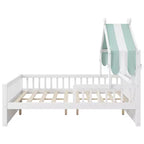 Lit cabane en bois ModernLuxe pour 1 ou 2 personnes avec tête de lit avec rangement, cadre de lit pour enfants en pin massif avec barrières de sécurité