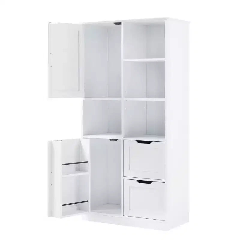 Meuble de rangement de salle de bains de 62 po de haut, autoportant avec tiroir et étagère réglable, meuble garde-manger pour salle de bains et salon