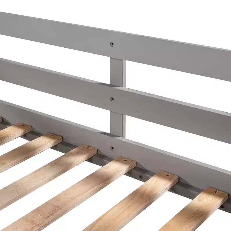 L-vormig stapelbed voor 4 kinderen, vierpersoons stapelbed met glijbaan, houten stapelbedframe met full- en twinbed voor slaapkamer of slaapzaal