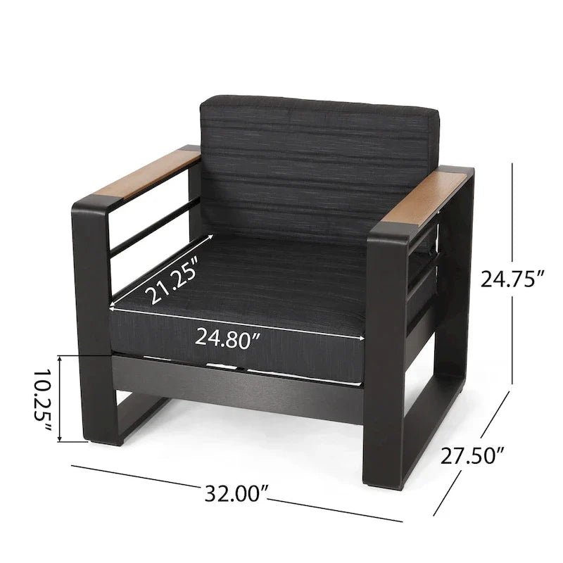 Giovanna aluminium loungeset voor buiten voor 7 personen met vuurkorf van Christopher Knight Home