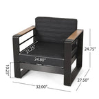 Giovanna aluminium loungeset voor buiten voor 7 personen met vuurkorf van Christopher Knight Home