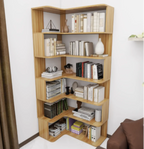 Eckbücherregal aus Holzwerkstoff mit 6 Ablagen