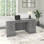 Bush Furniture Saratoga Schreibtisch für Führungskräfte mit Schubladen und Stauraum
