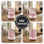 Chaise de coiffeuse pivotante avec rangement, tabouret rond rembourré avec dossier, fauteuil tonneau d’appoint doux et rembourré pour chambre et salon